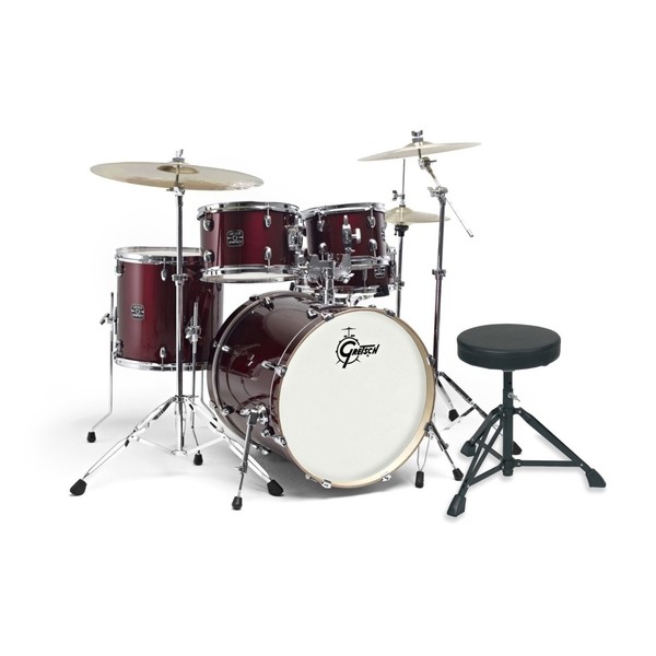Gretsch Energy 20" Drum Kit w/ Hardware & Paiste 101 Set, Wine Red