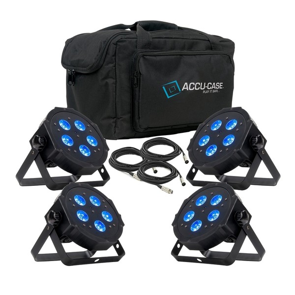 ADJ Mega Hex LED Par Cans, Four Pack with Free Bag and Cables 1
